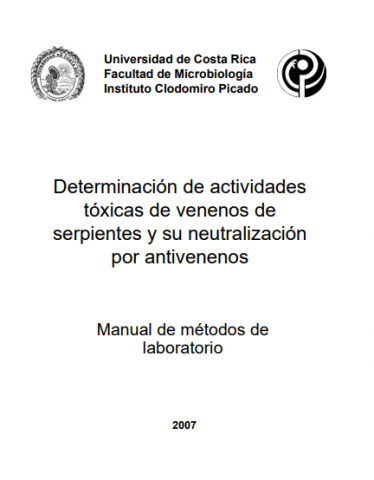 Manual de procedimientos determinación actividades tóxicas de venenos de serpientes y su neutralización por antivenenos